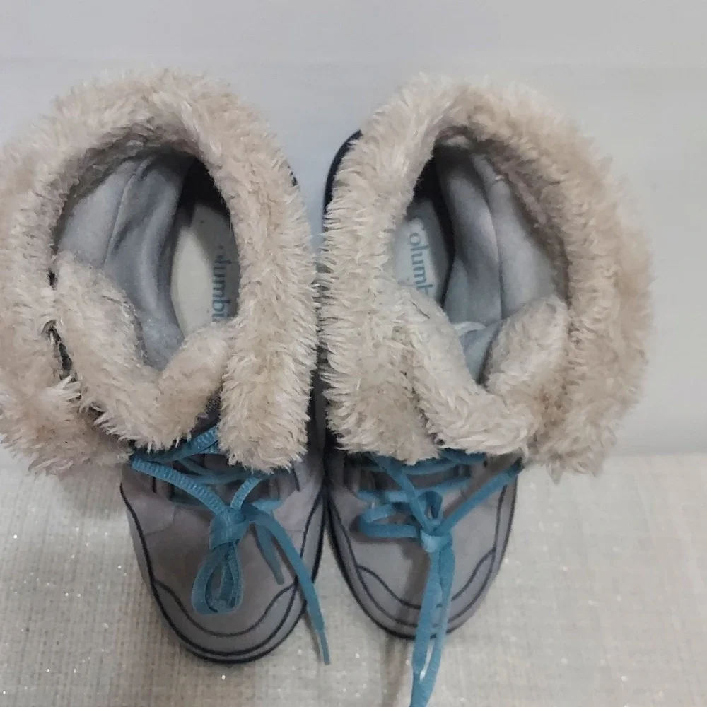 Columbia Boots Womens 6 Ice Maiden II Faux Fur Snow Winter Mid‎ Calf Gray Suede